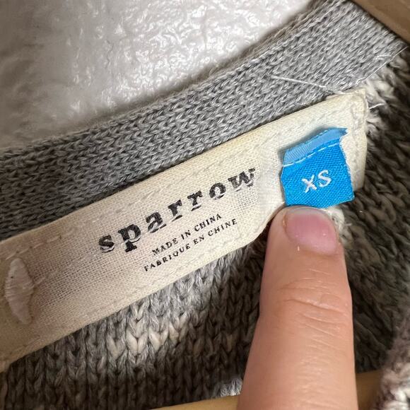 Anthropologie Sparrow Gray Cotton Linen Button Sweater Size XS - Picture 6 of 7